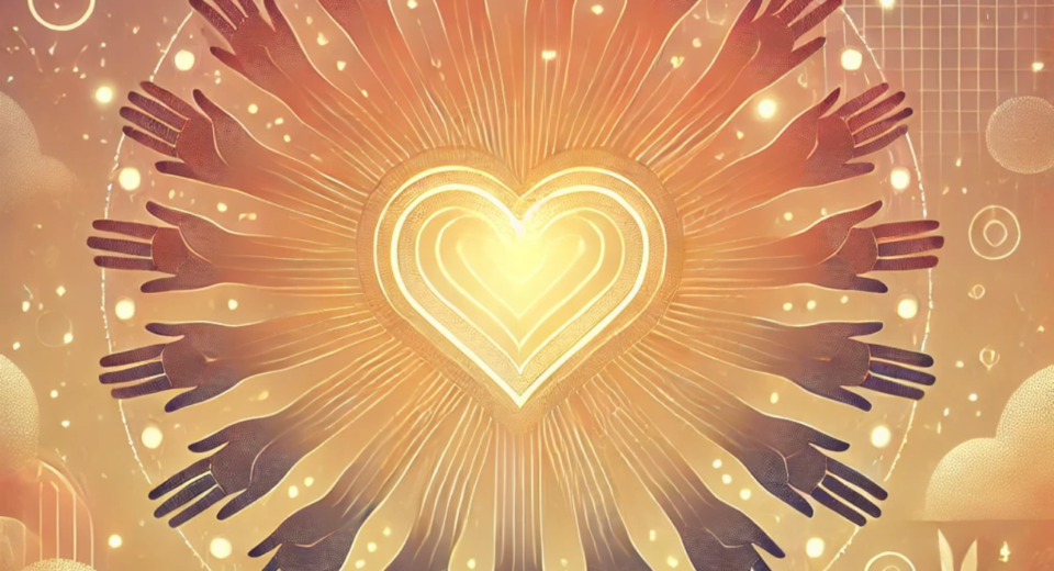 article image—featuring interconnected hands and a glowing heart to symbolize community, kindness, and support.